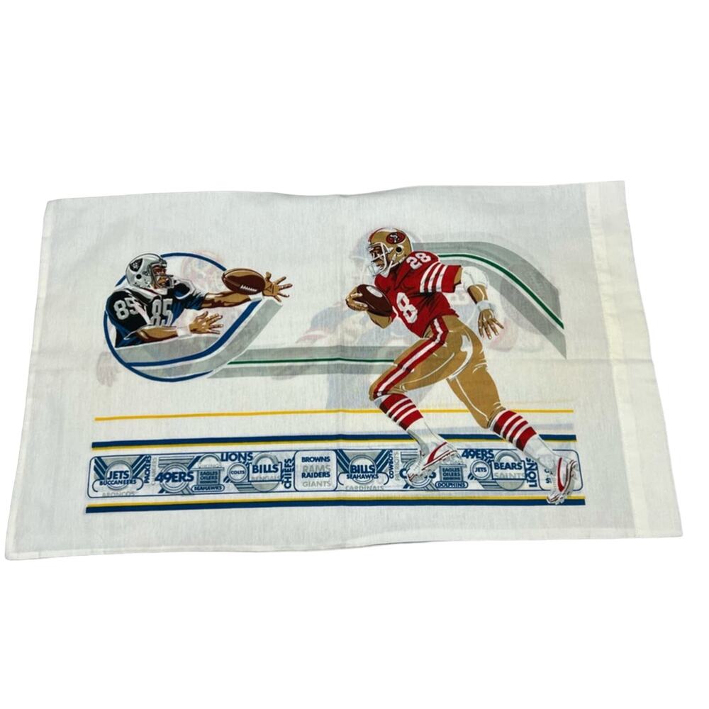 NEW Vintage Football Bed Pillow Case Giants Colts Rams 49ers OILERS 80’s NFL